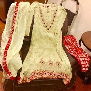 Hi - low Pakistani Indian maxi gown shark tail